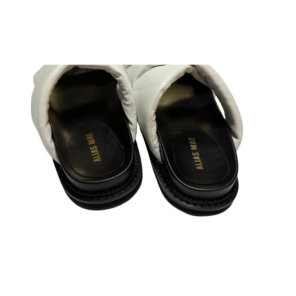 Alias Mae Paris Leather Sandals White Kid Leather size 38 (7.5) New no box